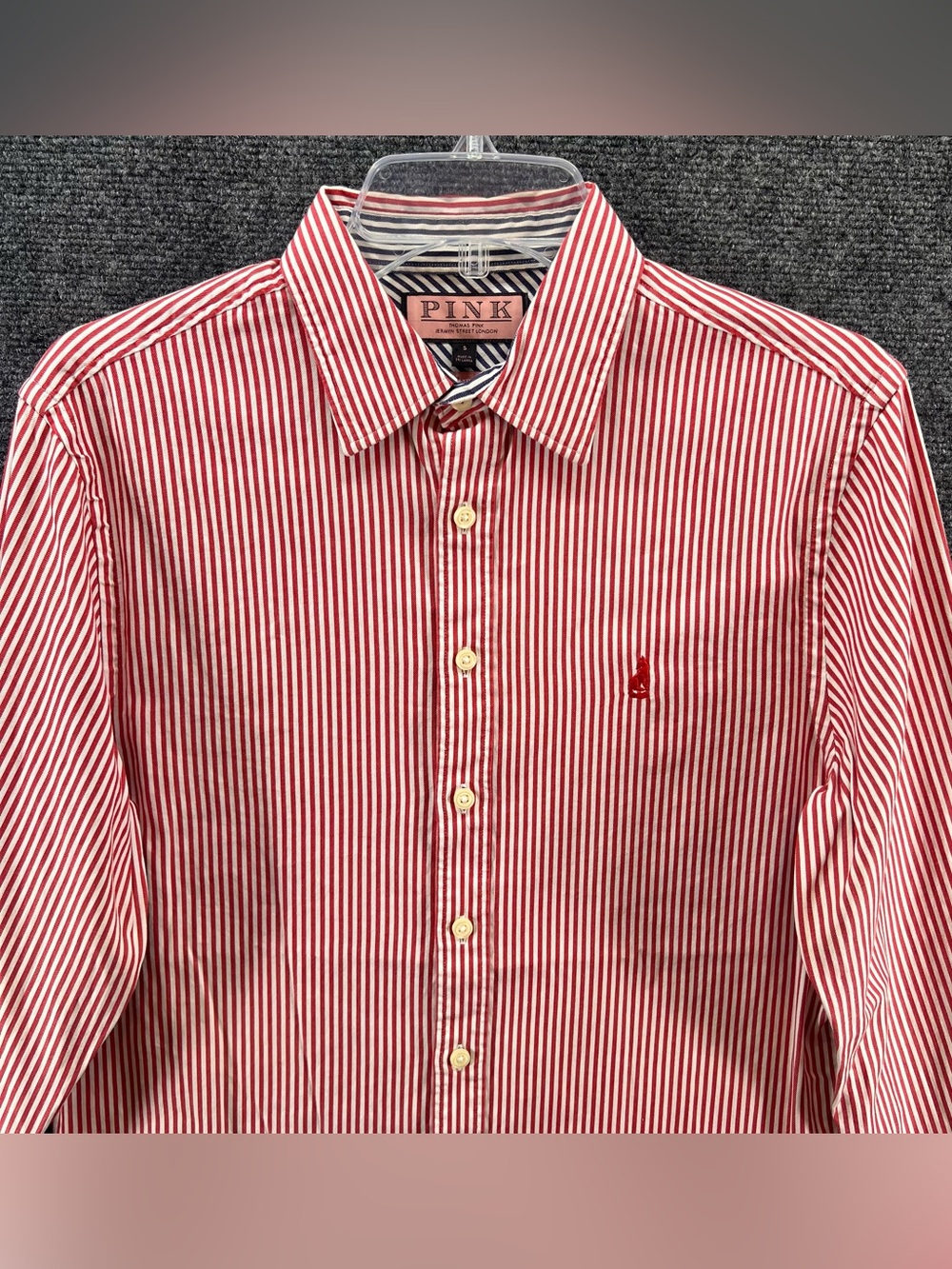 PINK | Thomas Pink Jermyn Street London Mens Shirt Small Red Striped Button Up